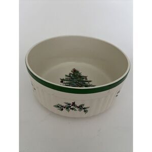 EUC Spode Christmas Tree Imperial Cookware  6 1/4" Round SOUFFLE Dish Bowl